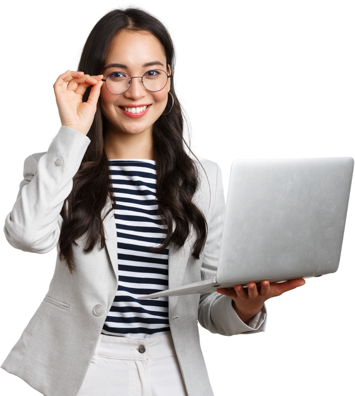 Smiling Businesswoman with a Laptop